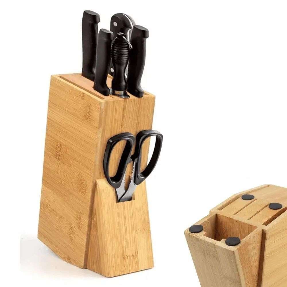 PORTA CUCHILLO / SOPORTE PARA CUCHILLOS BAMBU COLOR BEIGE - 1