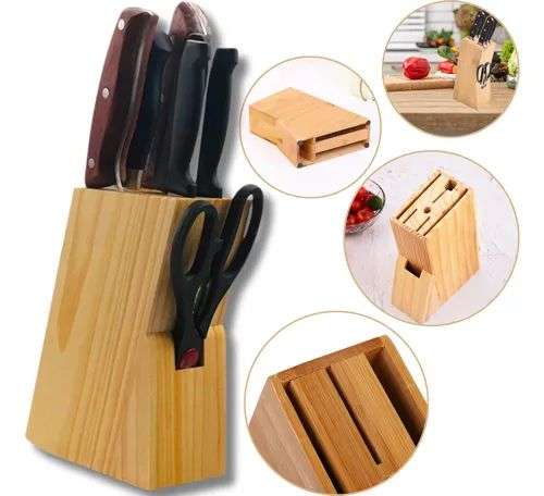 PORTA CUCHILLO / SOPORTE PARA CUCHILLOS BAMBU COLOR BEIGE - 2
