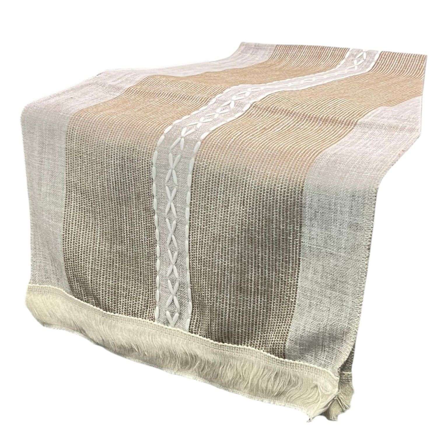 MANTEL CAMINO DE MESA RECTANGULAR TEJIDO BORDADO 180X37CM - 1