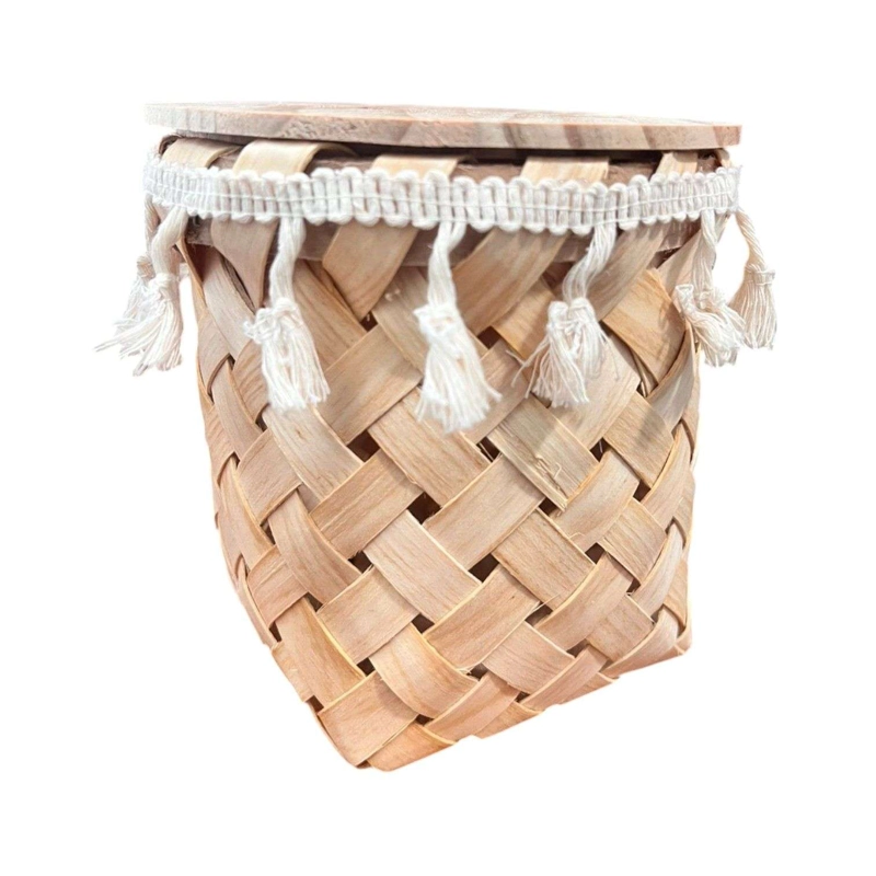 SERVILLETERO DE BAMBU PORTA PAÑUELO MADERA DECORATIVO TEJIDO - 1