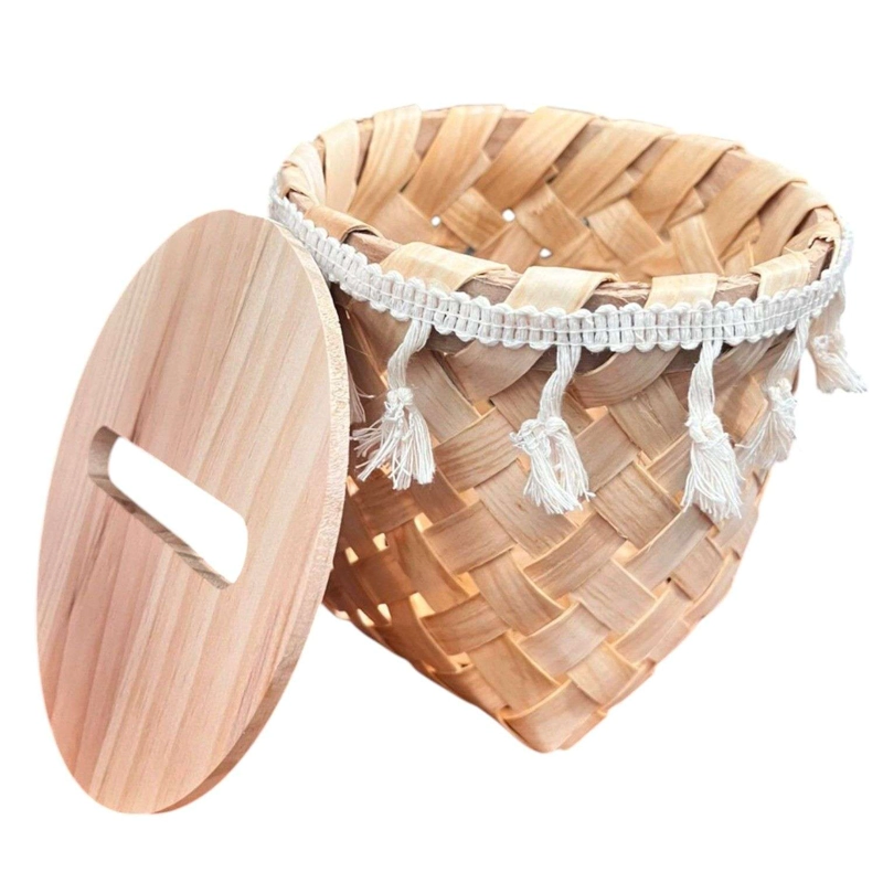 SERVILLETERO DE BAMBU PORTA PAÑUELO MADERA DECORATIVO TEJIDO - 2