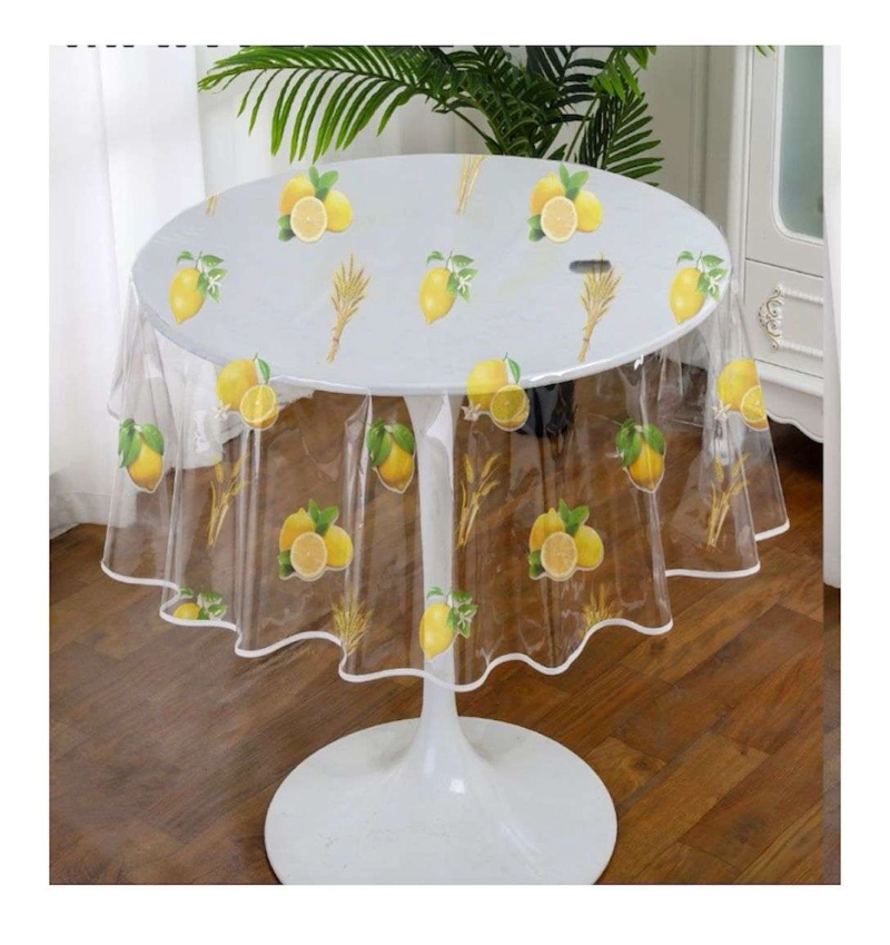 MANTEL DE HULE PLASTICO REDONDO TRANSPARENTE DISEÑOS - 1