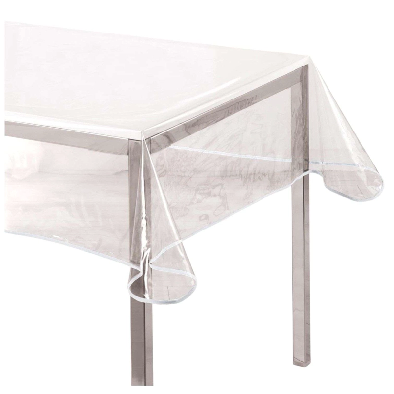 MANTEL DE HULE PLASTICO MESA RECTANGULAR TRANSPARENTE 160CM - 1