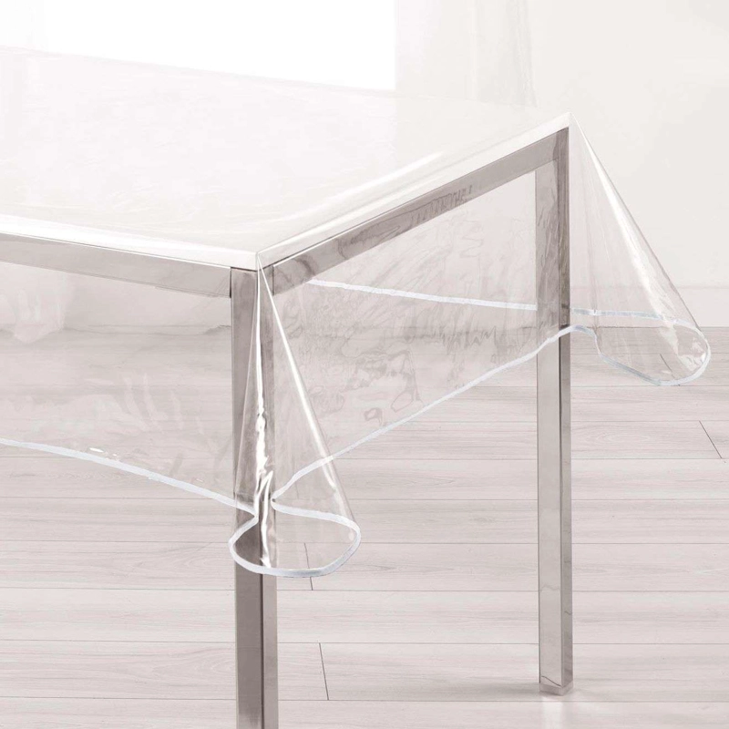 MANTEL DE HULE PLASTICO MESA RECTANGULAR TRANSPARENTE 160CM - 2