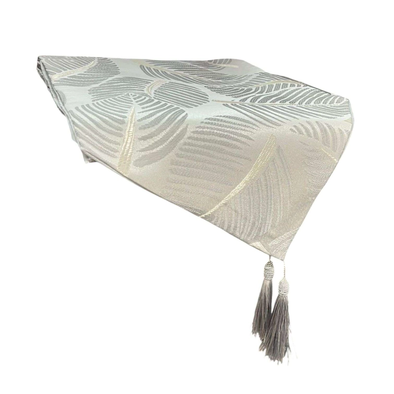 MANTEL CAMINO DE MESA TELA DISEÑO HOJAS 180X33CM - 1