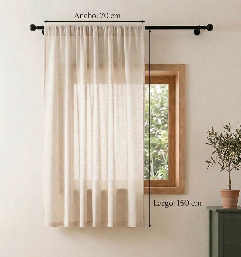 CORTINA VISILLO 2 PAÑOS CORTINA 8 ANILLOS 70X150CM - 1