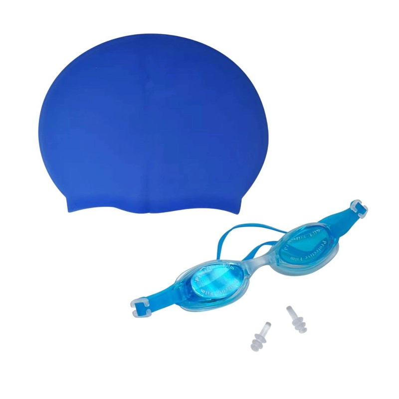 SET NATACION GORRO LATEX LENTES TAPONES PISCINA IMPERMEABLE - 1
