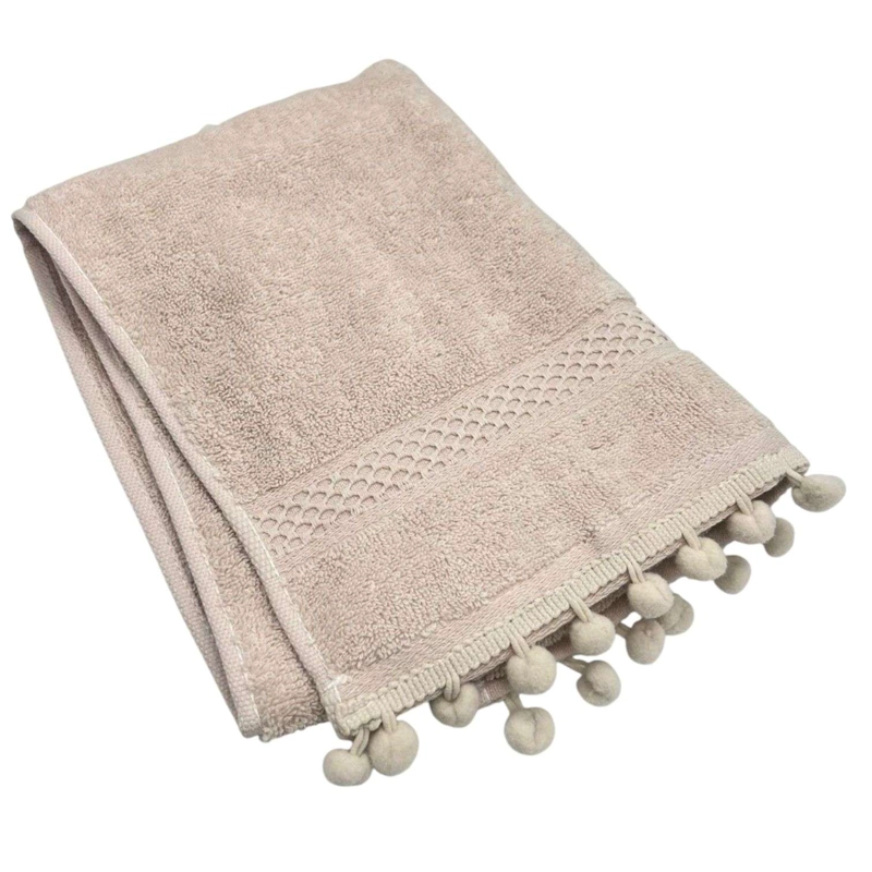 TOALLA DE BAÑO ALGODON POMPON TOALLA FINA ELEGANTE 70X137CM - 1