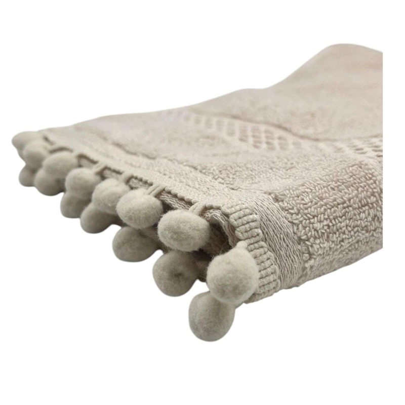 TOALLA DE BAÑO ALGODON POMPON TOALLA FINA ELEGANTE 70X137CM - 2