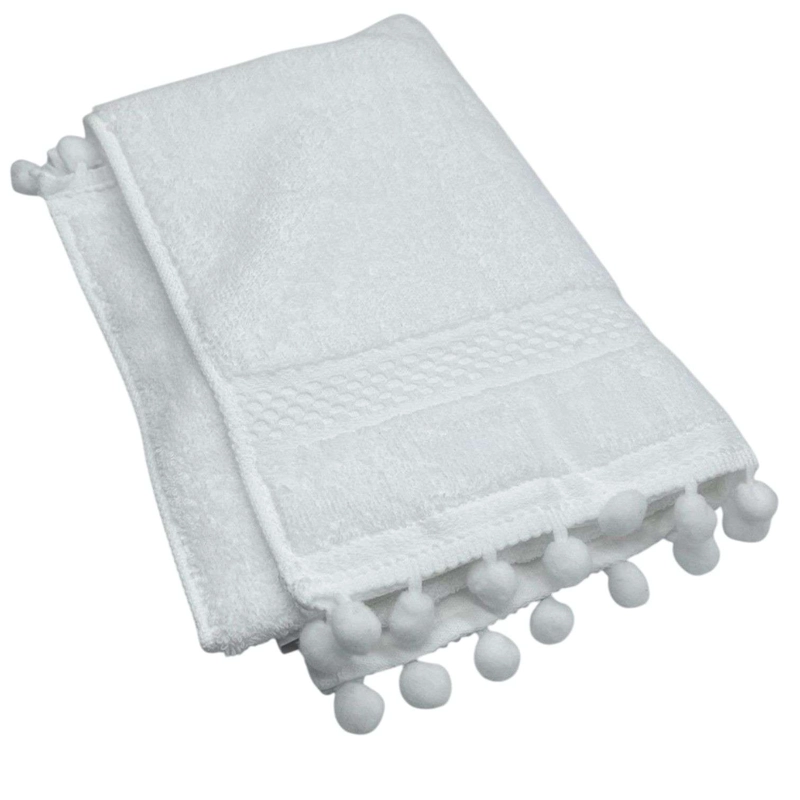 TOALLA DE BAÑO ALGODON POMPON TOALLA FINA ELEGANTE 70X137CM - 1