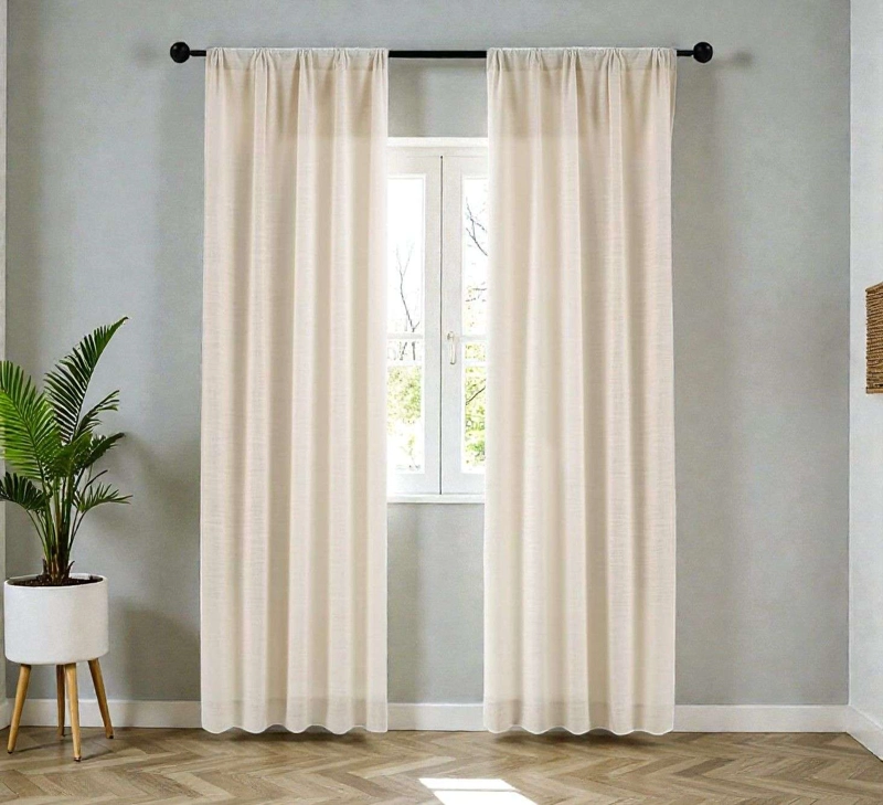 CORTINA LINO 2 PAÑOS CORTINA 8 ANILLOS DECO 70X150CM - 2