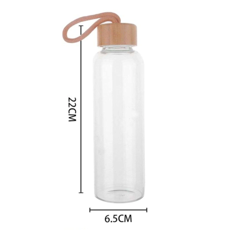 TERMO AGUA BOTELLA AGUA VASO VIDRIO TAPA MADERA 500ML - 2