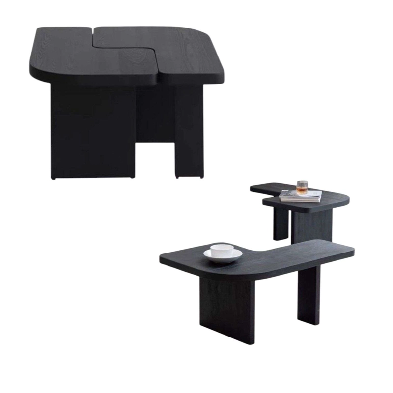 SET 2 MESAS LATERALES CENTRO INDUSTRIAL ELEGANTE MINIMALISTA - 2