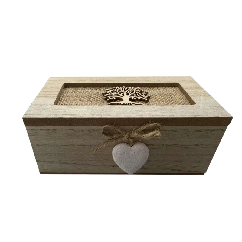CAJA DE TE  MEDIANA DE MADERA 2 ESPACIOS ARBOL MADERA - 1