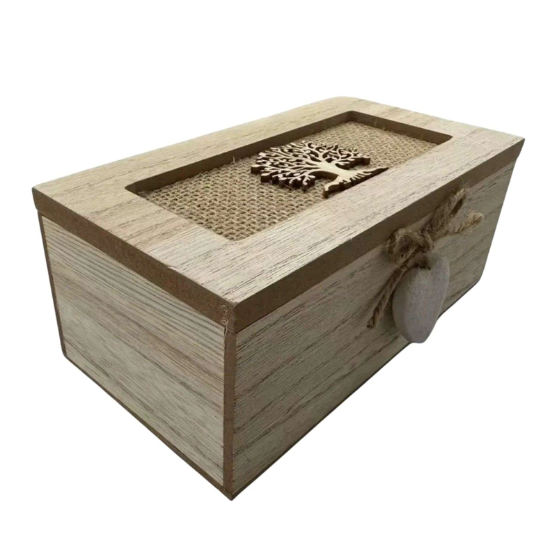 CAJA DE TE  MEDIANA DE MADERA 2 ESPACIOS ARBOL MADERA - 2