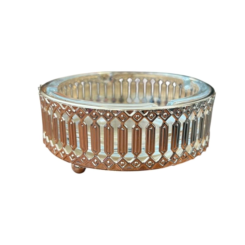 CENICERO DE VIDRIO CRISTAL ELEGANTE DECORATIVO CIRCULAR - 1