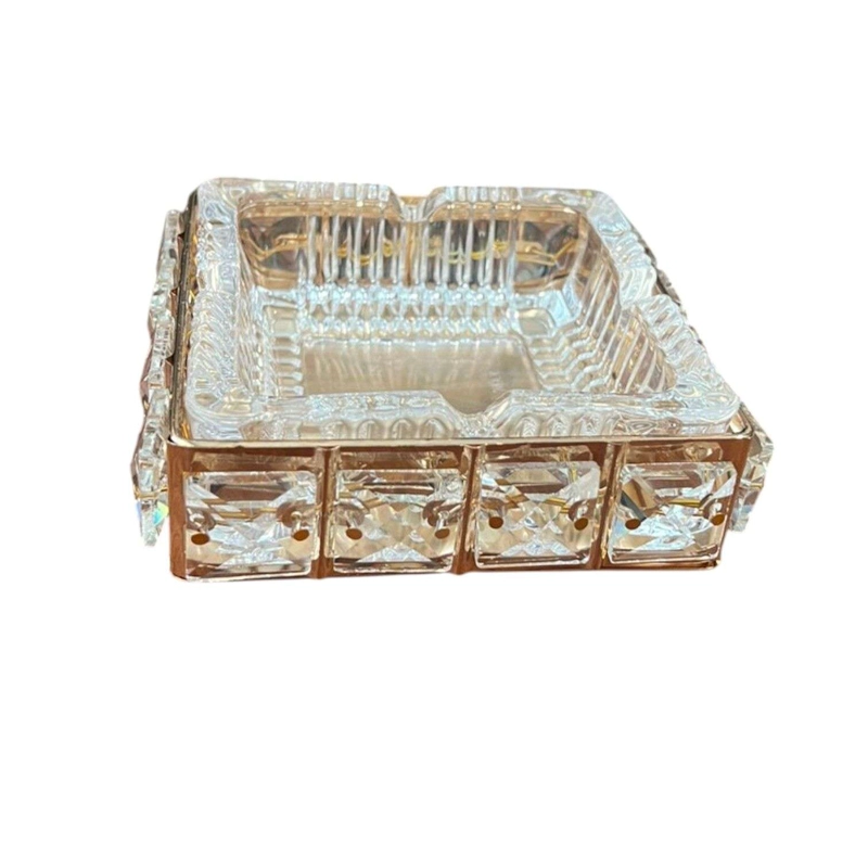 CENICERO DE VIDRIO CRISTAL ELEGANTE DECORATIVO CUADRADO - 2