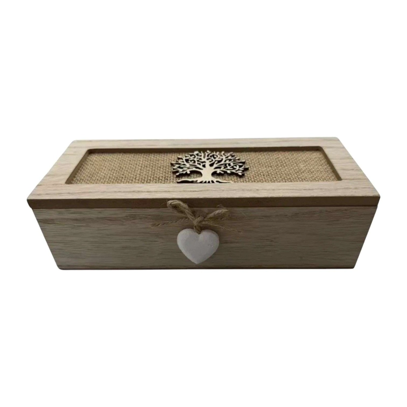 CAJA DE TE  MEDIANA DE MADERA 3 ESPACIOS ARBOL MADERA - 2