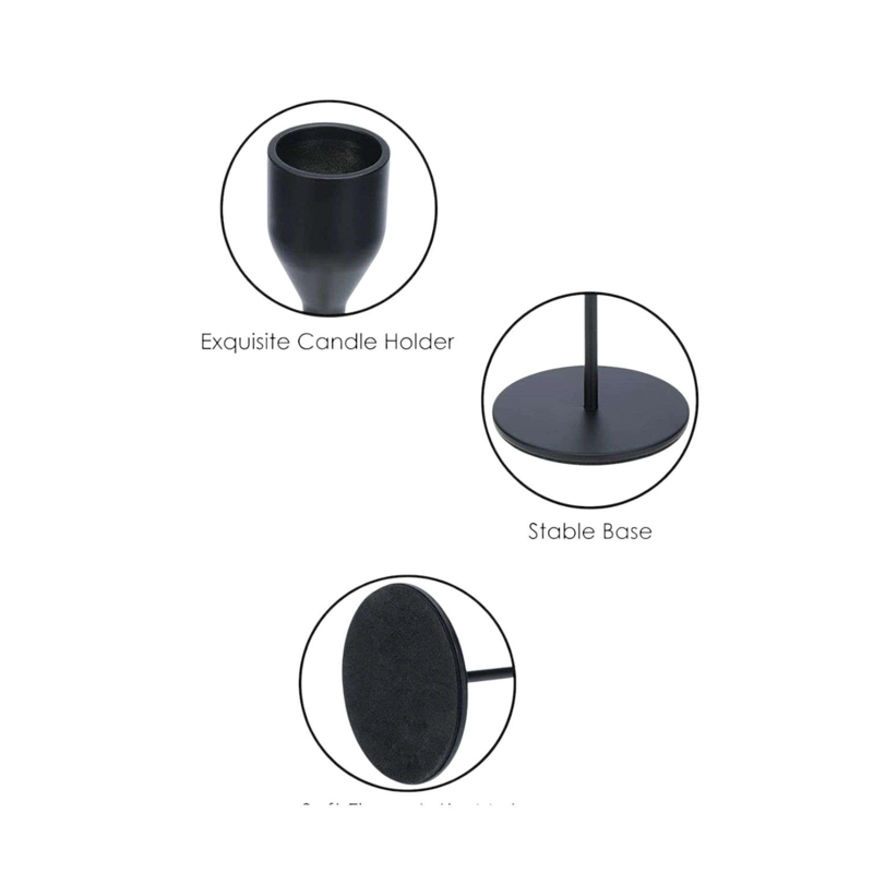 PACK 3 PORTA VELA CANDELABRO SET 3 CANDELABROS NEGRO MATE - 2