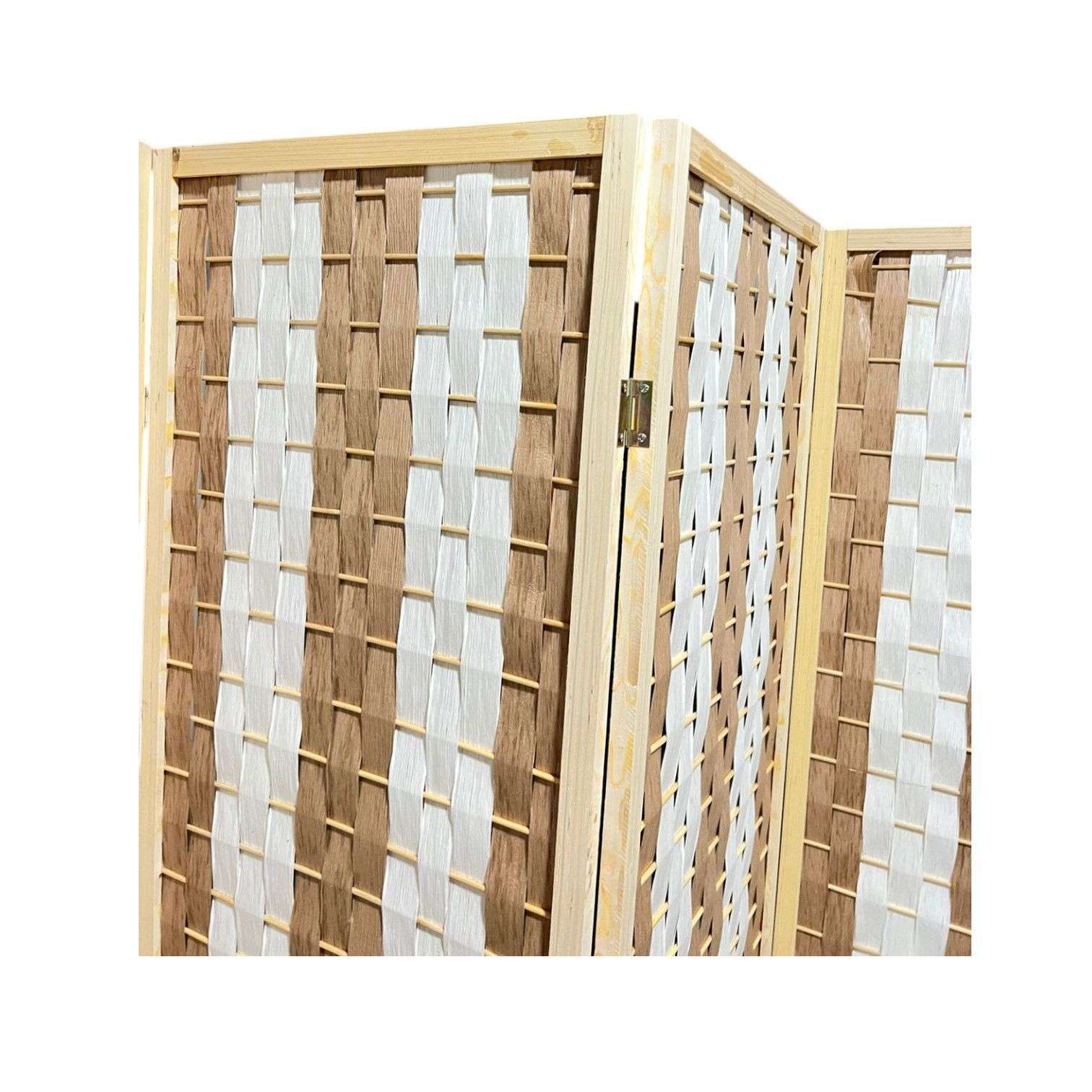 BIOMBO DE MADERA RESISTENTE 4 PANELES TEJIDO 180CMX180CM - 2