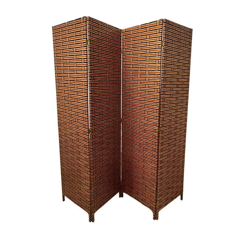BIOMBO DE MADERA RESISTENTE 4 PANELES LADRILLO 180CMX180CM - 1