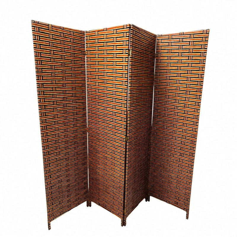 BIOMBO DE MADERA RESISTENTE 4 PANELES LADRILLO 180CMX180CM - 2