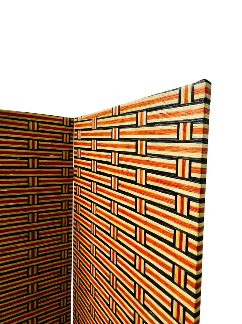 BIOMBO DE MADERA RESISTENTE 4 PANELES LADRILLO 180CMX180CM - 3