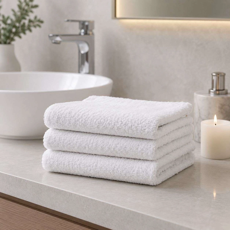 SET 3 TOALLAS DE MANO BLANCAS HOTELERIA TOALLA 33X70CM - 3