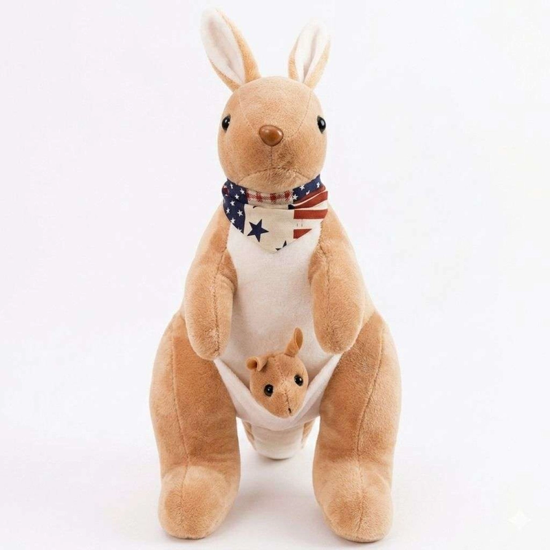PELUCHE DE CANGURO CON BEBE BUFANDA PELUCHE ANIMALES - 3