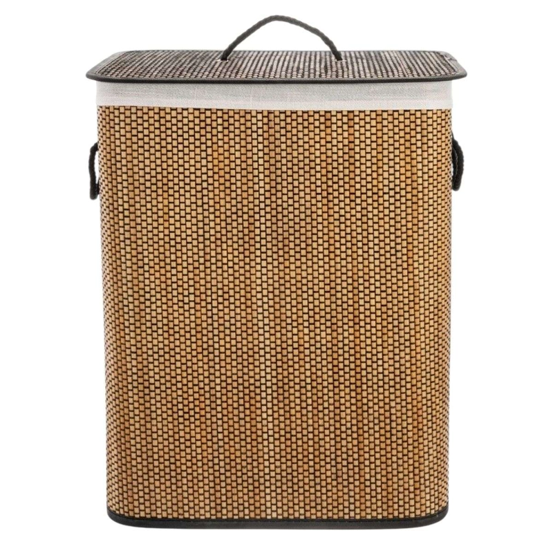 CESTO DE ROPA BAMBU CON TAPA MATERIAL RESISTENTE RECTANGULAR - 3