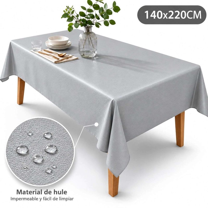 MANTEL DE HULE MESA RECTANGULAR DISEÑO LISO 140X220CM - 2