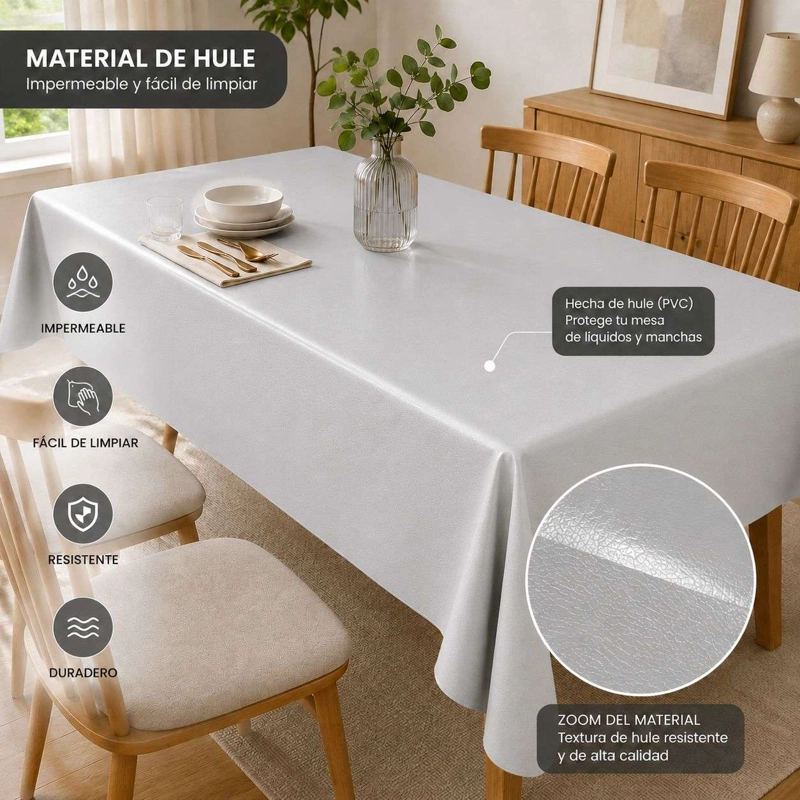 MANTEL DE HULE MESA RECTANGULAR DISEÑO LISO 140X220CM - 3
