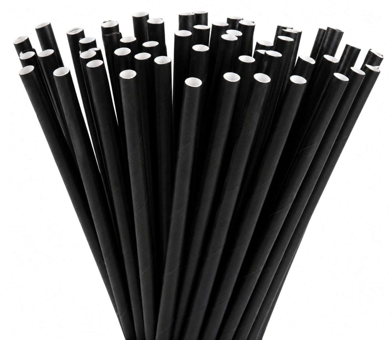 PACK 100 BOMBILLA DE PAPEL NEGRO 20CM - 1