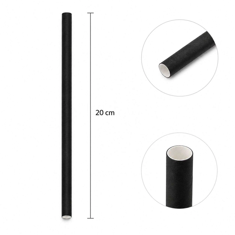 PACK 100 BOMBILLA DE PAPEL NEGRO 20CM - 3