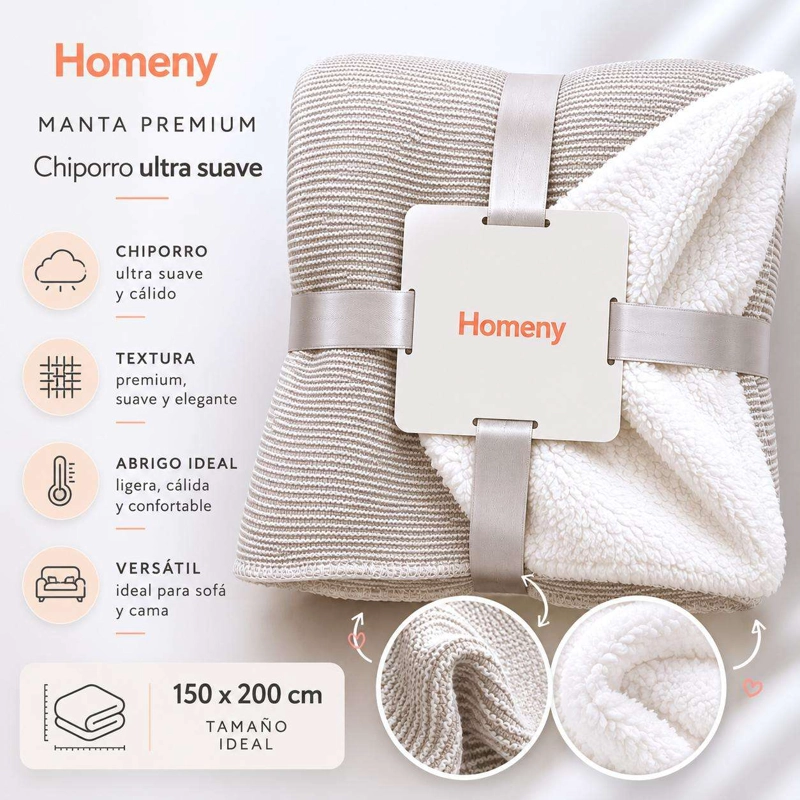 MANTA FRAZADA PELUDA CHIPORRO SHERPA SOFA CAMA 150X200CM - 3