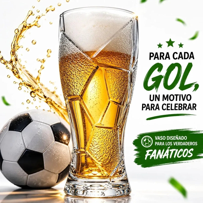 PACK 6 VASO CERVECERO DE BALON MUNDIAL FUTBOL CERVEZA BLANCO - 2