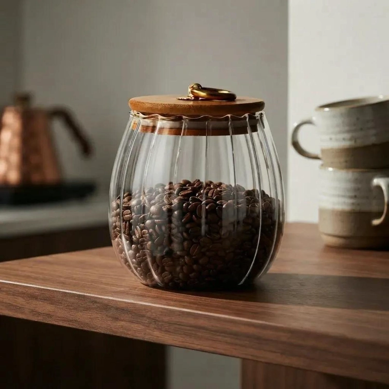 ENVASE CONTENEDOR FRASCO COCINA AZUCAR CAFE VIDRIO HERMETICO MARRON - 2