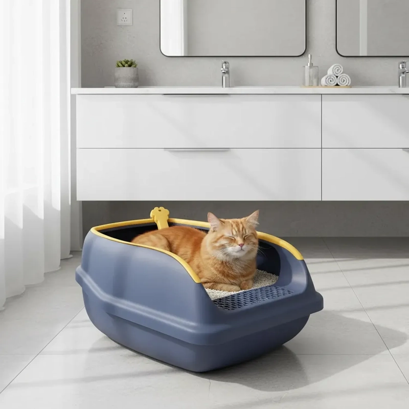 ARENERO DE GATO GRANDE CON PALA DE GATO VIOLETA - 3