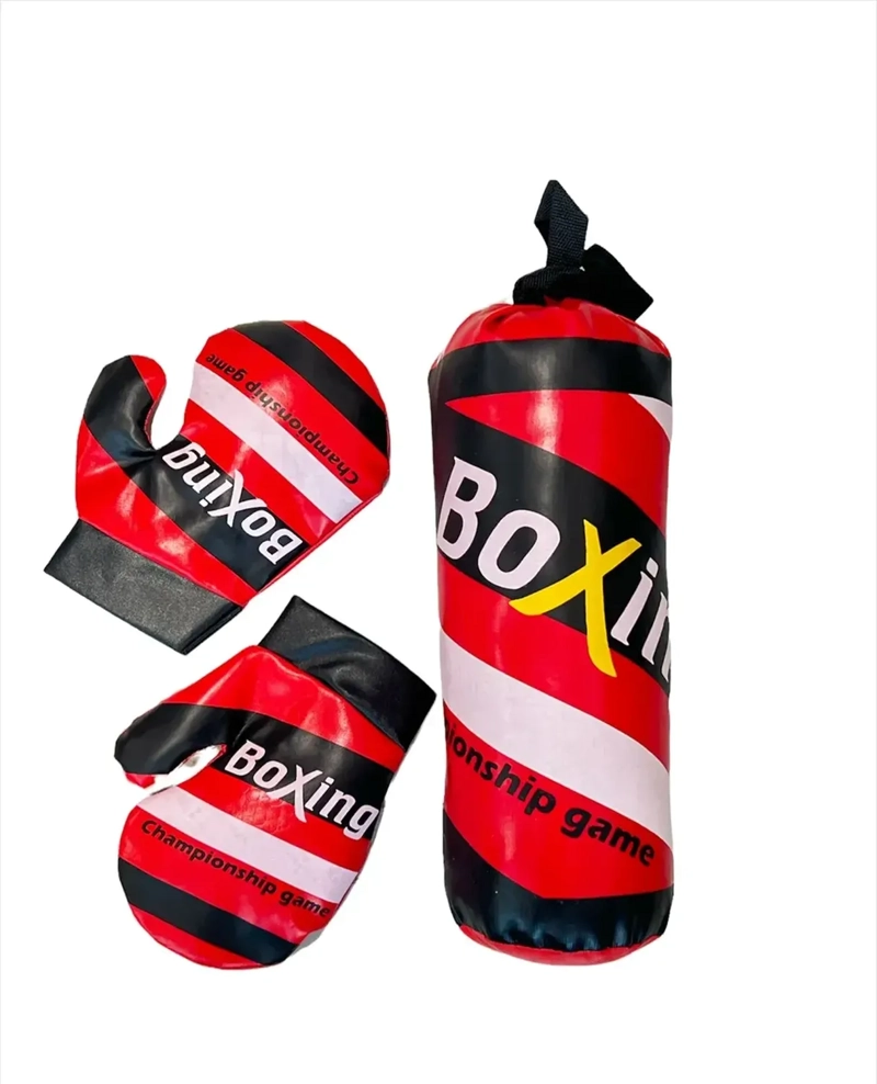 SACO DE BOX CON GUANTES JUGUETE NIÑOS SACO BOXEO ROJO - 1