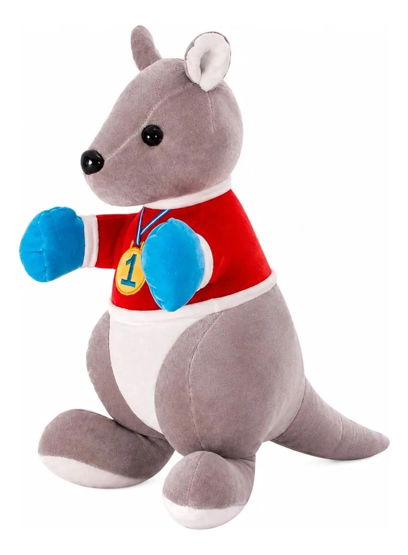 PELUCHE DE CANGURO BOXEADOR BUFANDA PELUCHE ANIMALES GRIS - 1