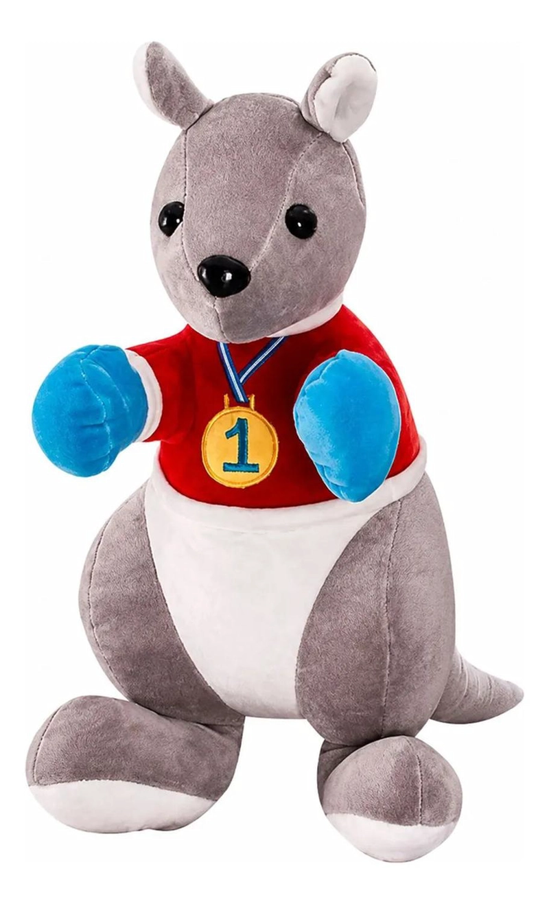 PELUCHE DE CANGURO BOXEADOR BUFANDA PELUCHE ANIMALES GRIS - 2
