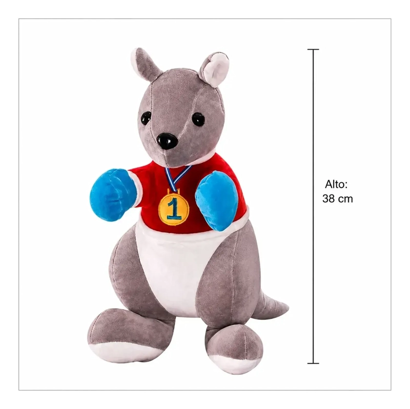 PELUCHE DE CANGURO BOXEADOR BUFANDA PELUCHE ANIMALES GRIS - 3