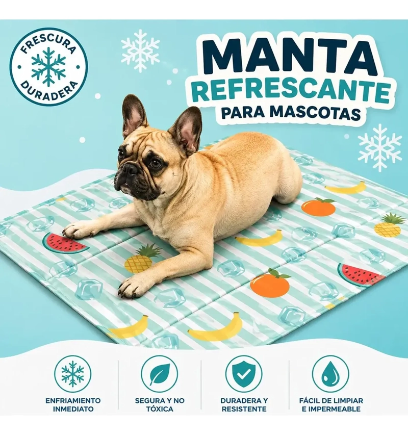 MANTA REFRESCANTE PARA MASCOTAS PERROS DISEÑOS MD 50X65CM AZUL CLARO - 4