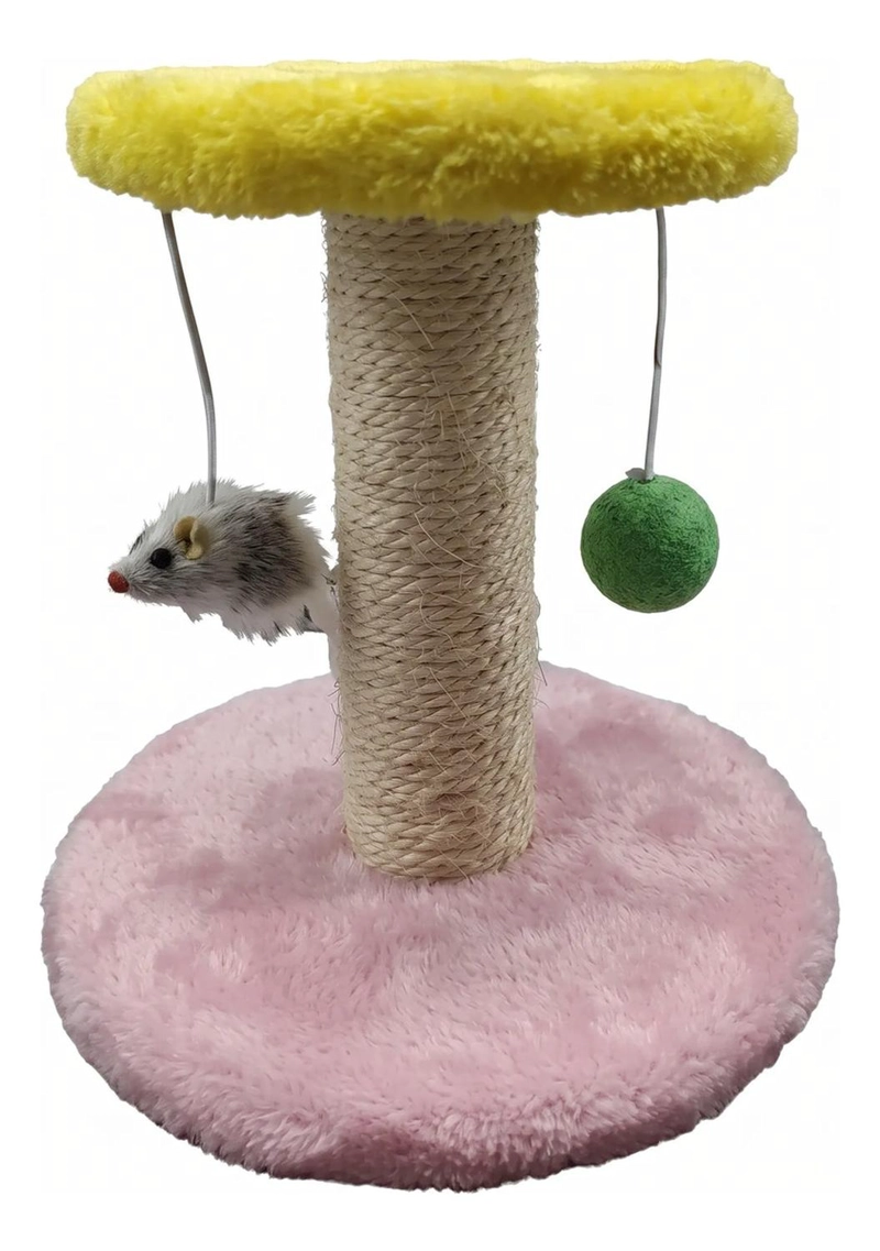 JUGUETE RASCADOR DE GATO INTERACTIVO DE UN PISO 22CM AMARILLO - 2