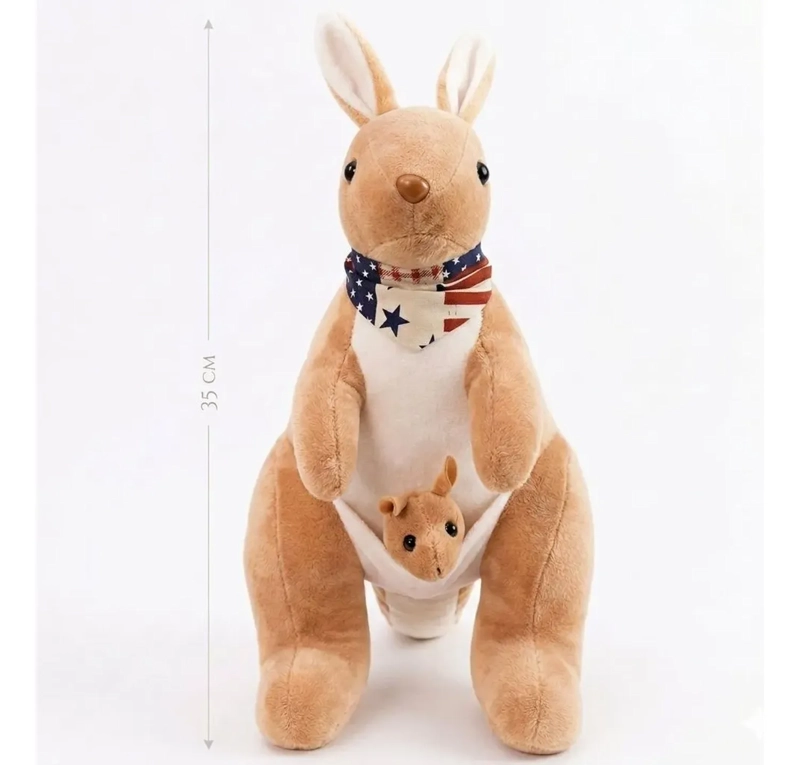 PELUCHE DE CANGURO CON BEBE BUFANDA PELUCHE ANIMALES BEIGE - 2