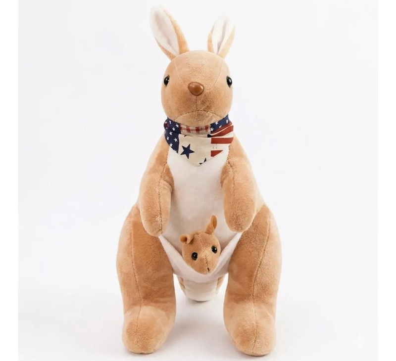 PELUCHE DE CANGURO CON BEBE BUFANDA PELUCHE ANIMALES BEIGE - 5