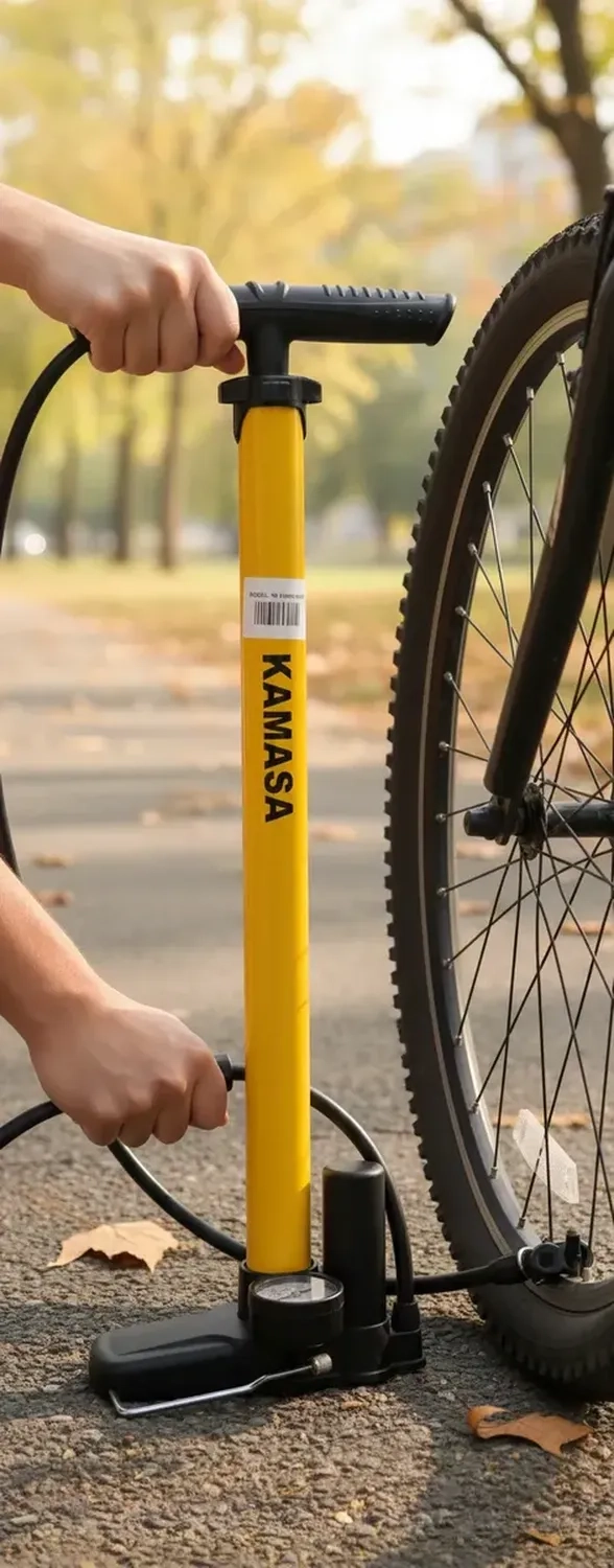 BOMBIN DE PIE PROFESIONAL MULTIUSO BICICLETA BALONES LLANTAS AMARILLO - 2