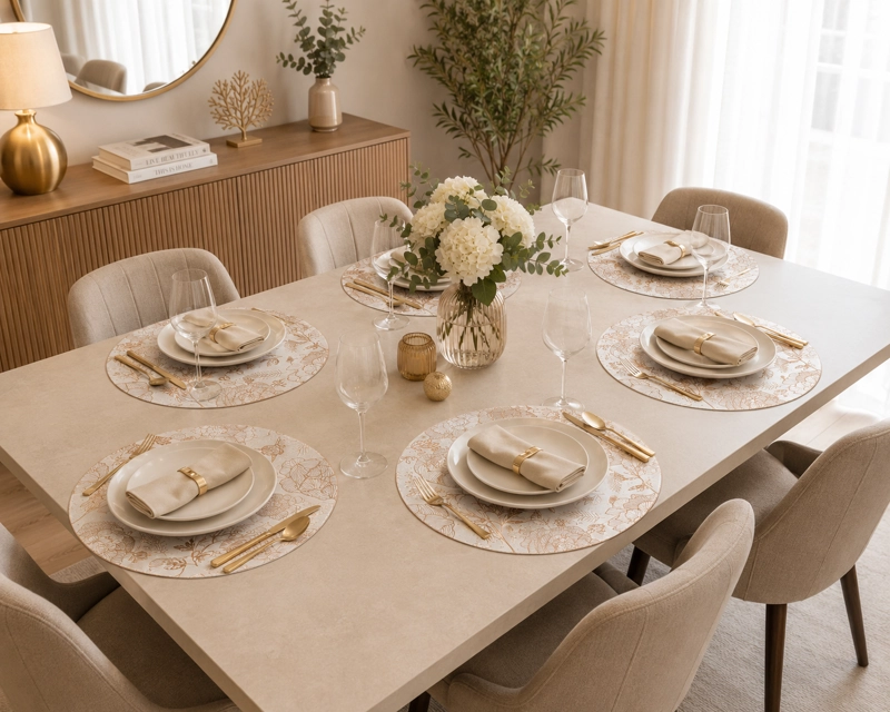 SET 6 INDIVIDUALES DE MESA PACK 6 MODELO FLORES BLANCO VARIOS - 4