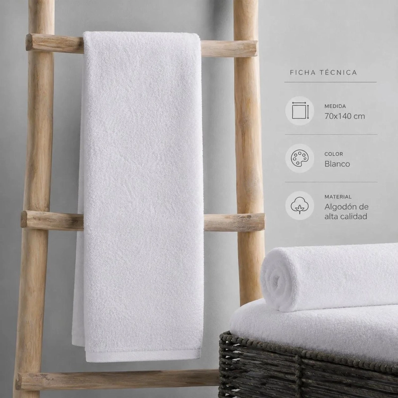SET 3 TOALLAS BLANCAS HOTELERIA TOALLA 70X140CM BLANCO - 3