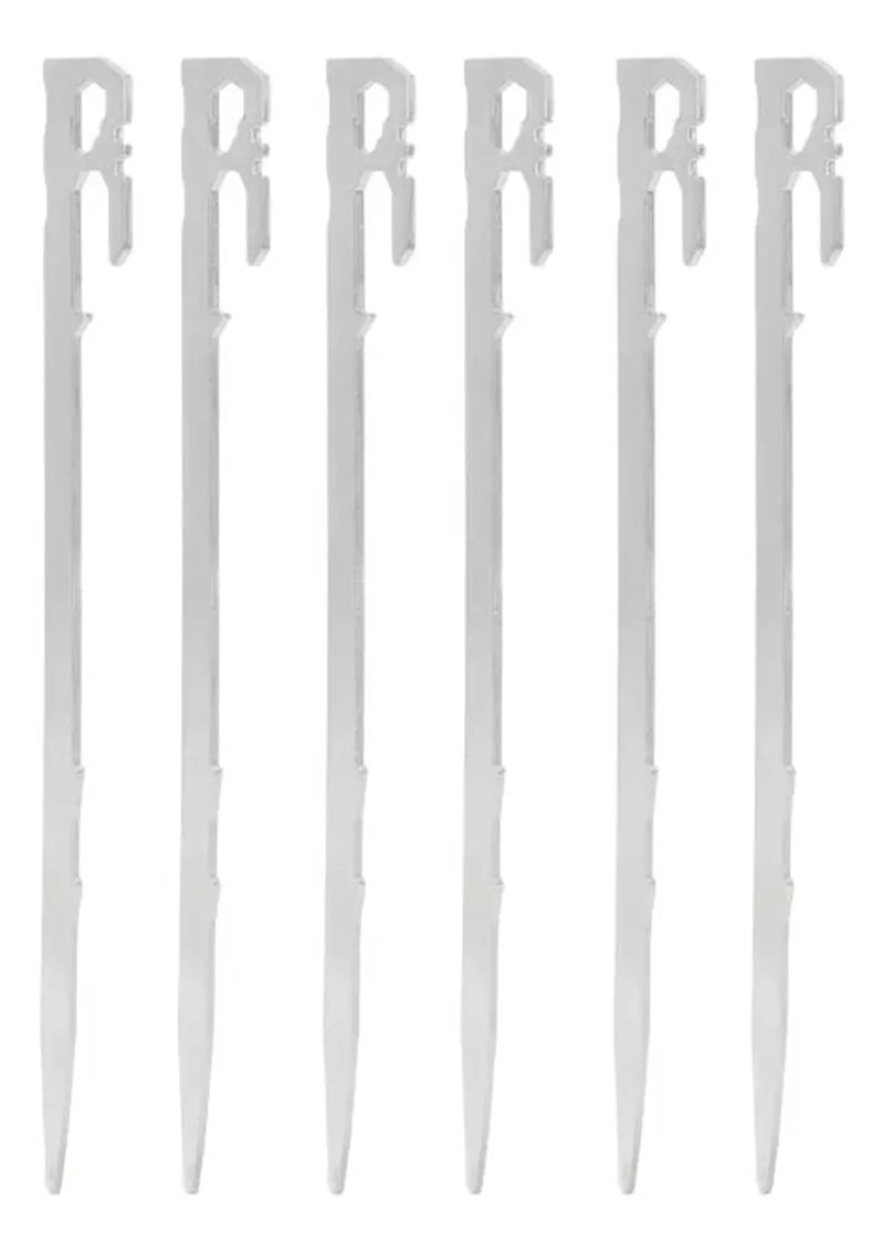 SET DE 6 ESTACAS MULTIFUNCIONALES PARA CARPA CAMPING Y MAS PLATEADO - 2